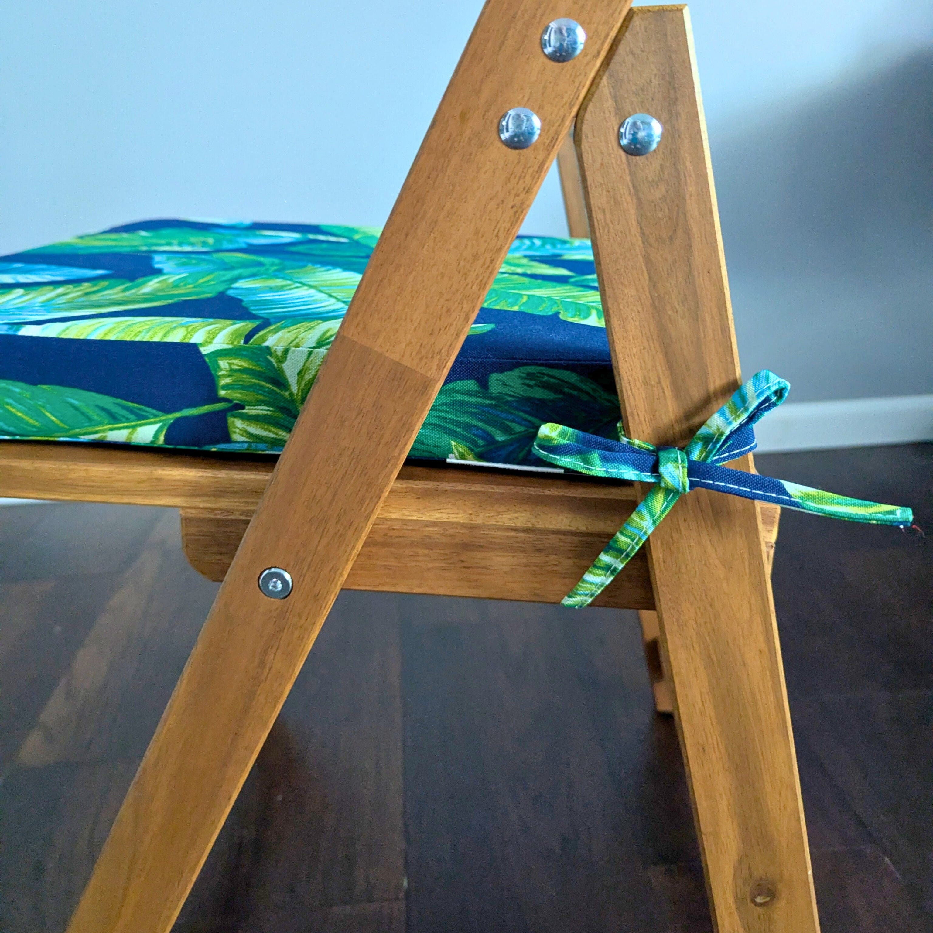 Rockin Cushions IKEA Outdoor Slipcovers Set of 2, Blue Palms Square Outdoor Chair Pad, Removable Covers