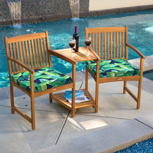 Rockin Cushions IKEA Outdoor Slipcovers Set of 2, Blue Palms Square Outdoor Chair Pad, Removable Covers