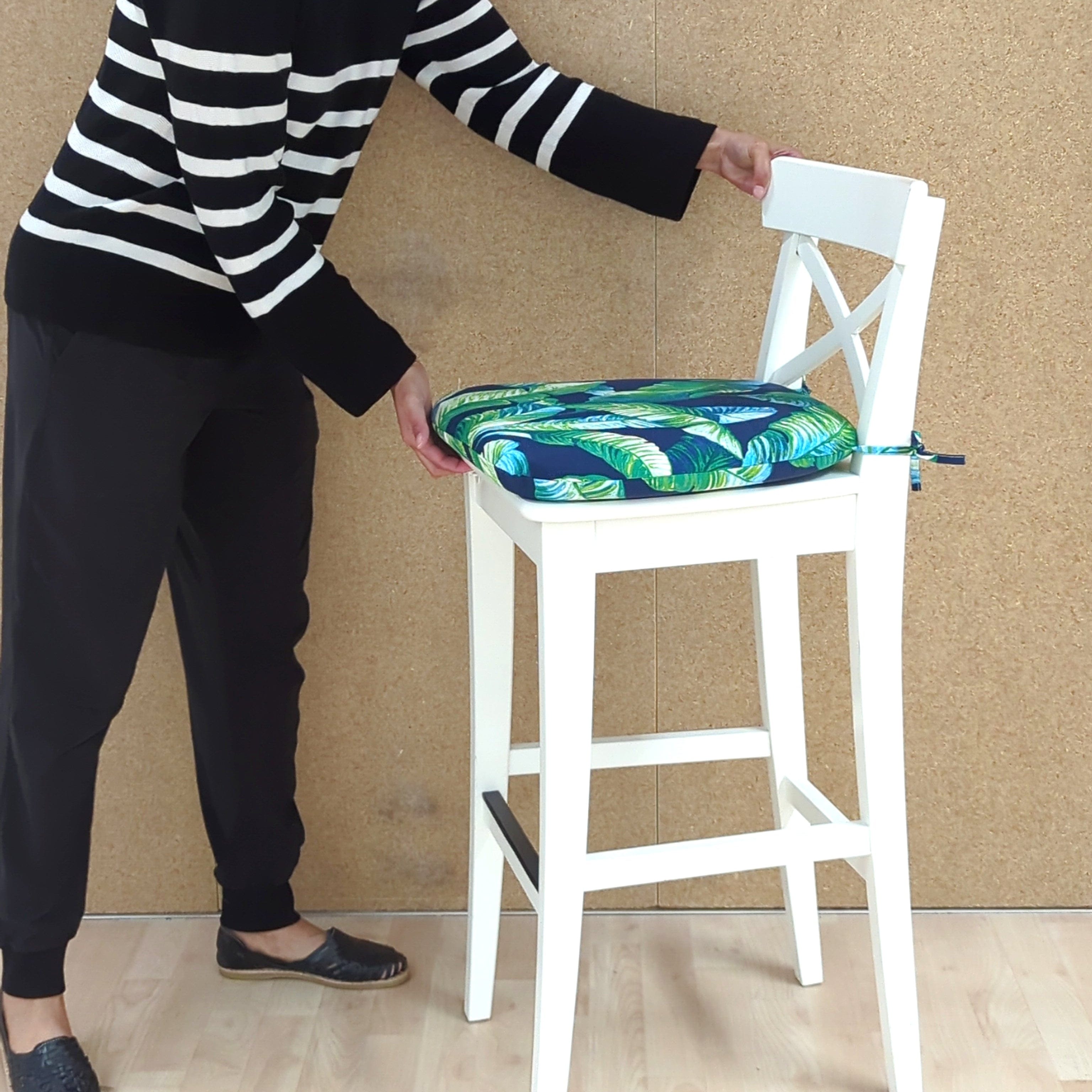 Rockin Cushions IKEA Outdoor Slipcovers Set of 2, Blue Palms U-Shape Outdoor Chair Pad, Removable Covers