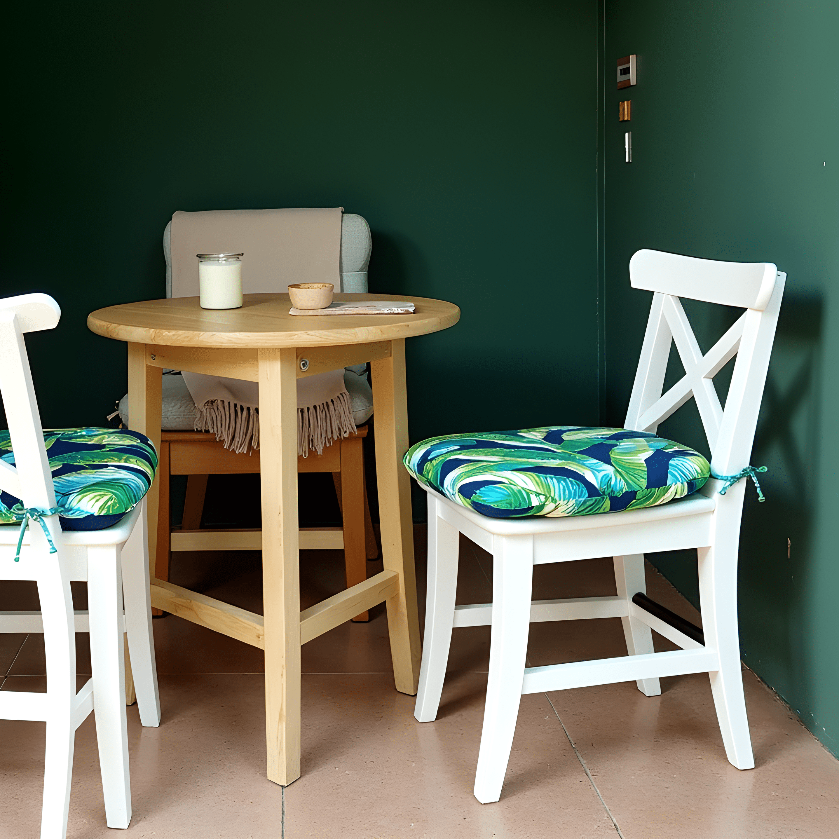 Rockin Cushions IKEA Outdoor Slipcovers Set of 2, Blue Palms U-Shape Outdoor Chair Pad, Removable Covers