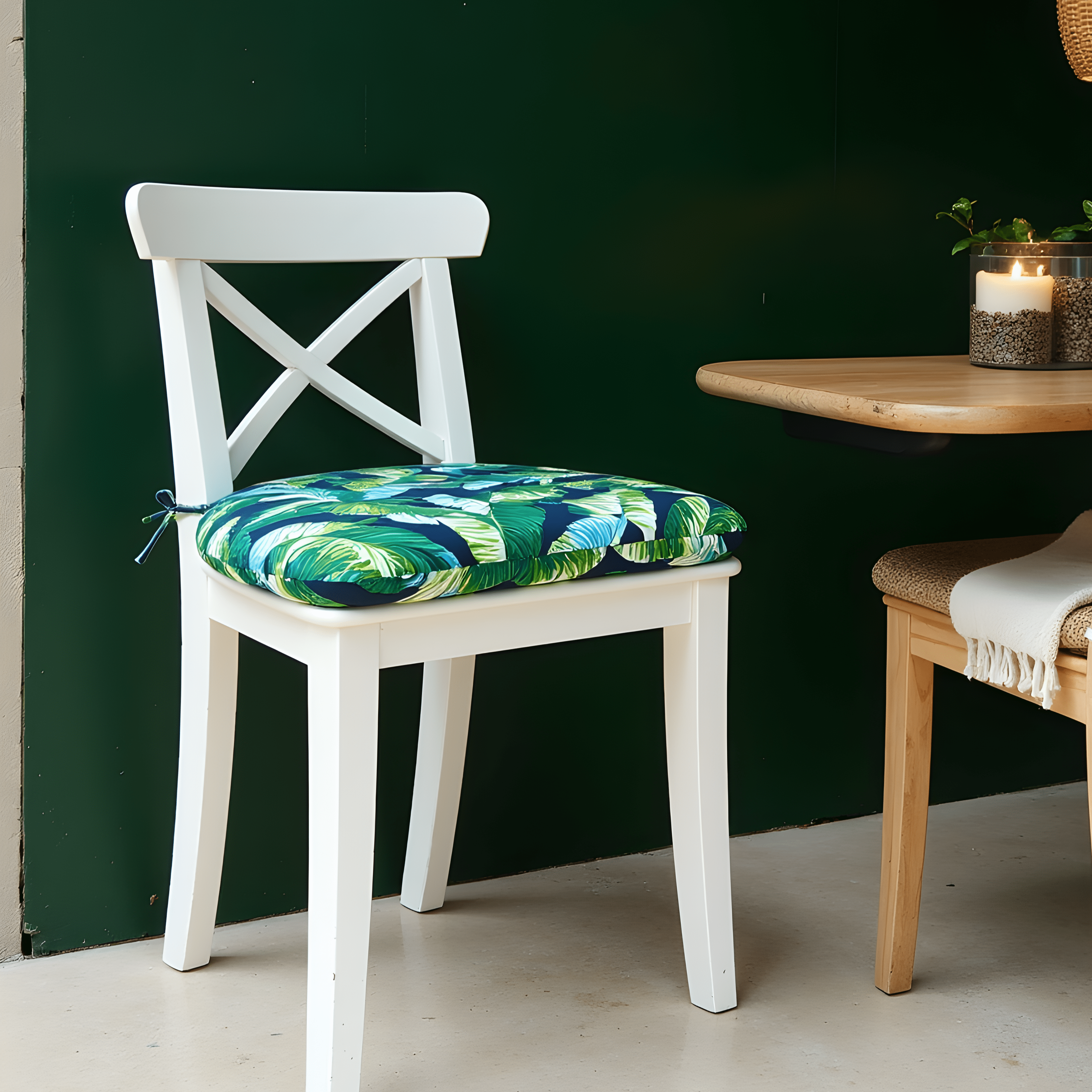 Rockin Cushions IKEA Outdoor Slipcovers Set of 2, Blue Palms U-Shape Outdoor Chair Pad, Removable Covers