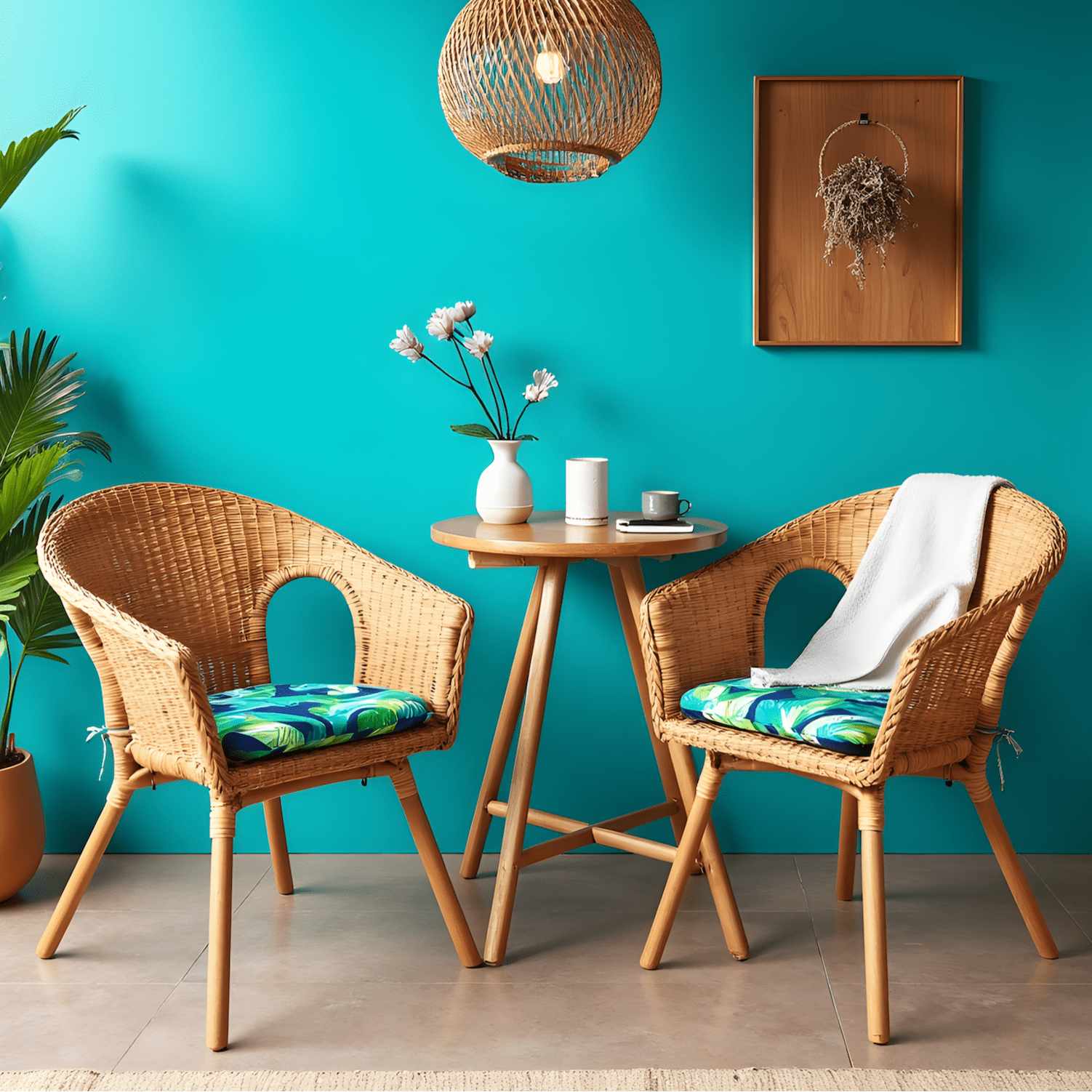 Rockin Cushions IKEA Outdoor Slipcovers Set of 2, Blue Palms U-Shape Outdoor Chair Pad, Removable Covers