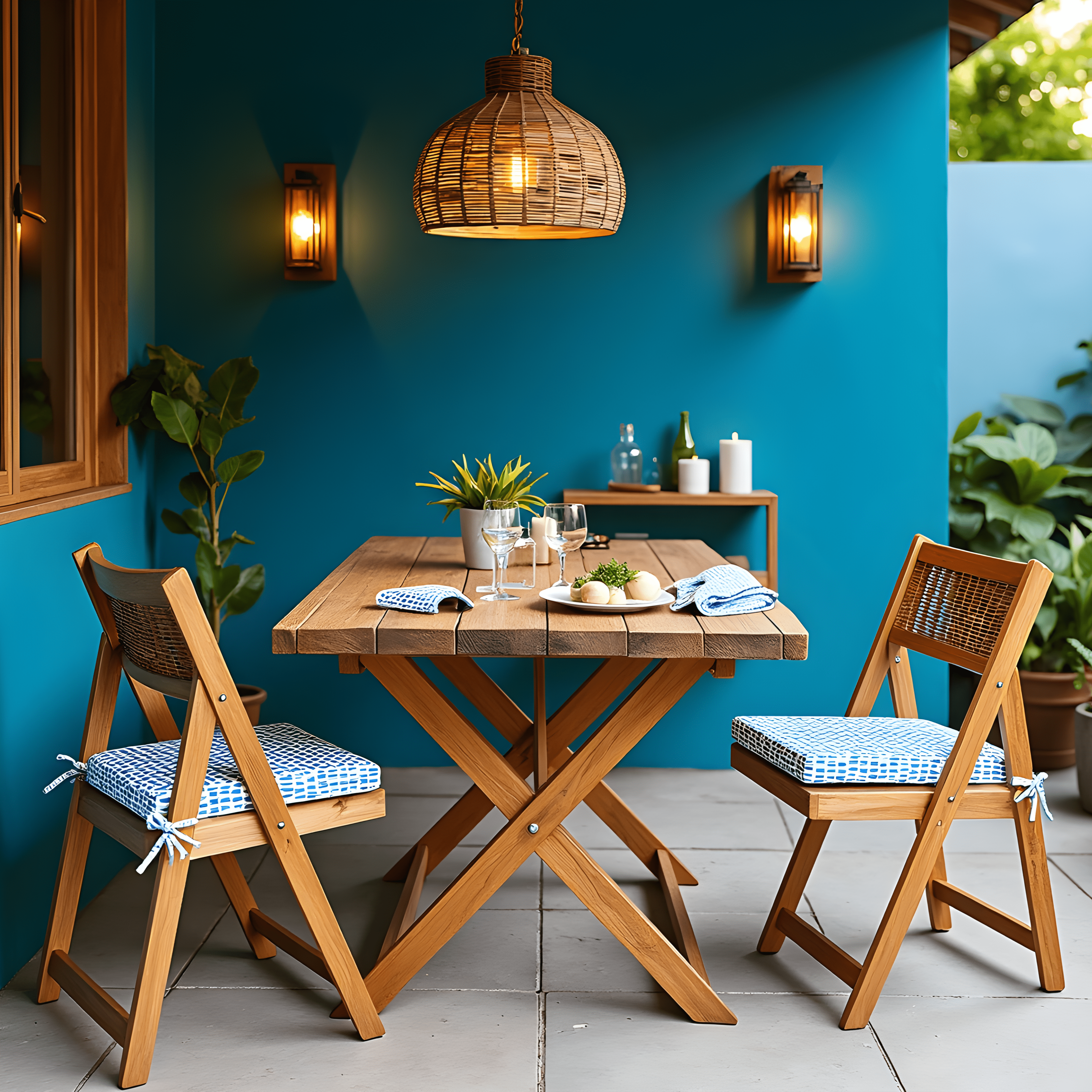 Rockin Cushions IKEA Outdoor Slipcovers Set of 2, Blue Rain Square Outdoor Chair Pad, Removable Covers