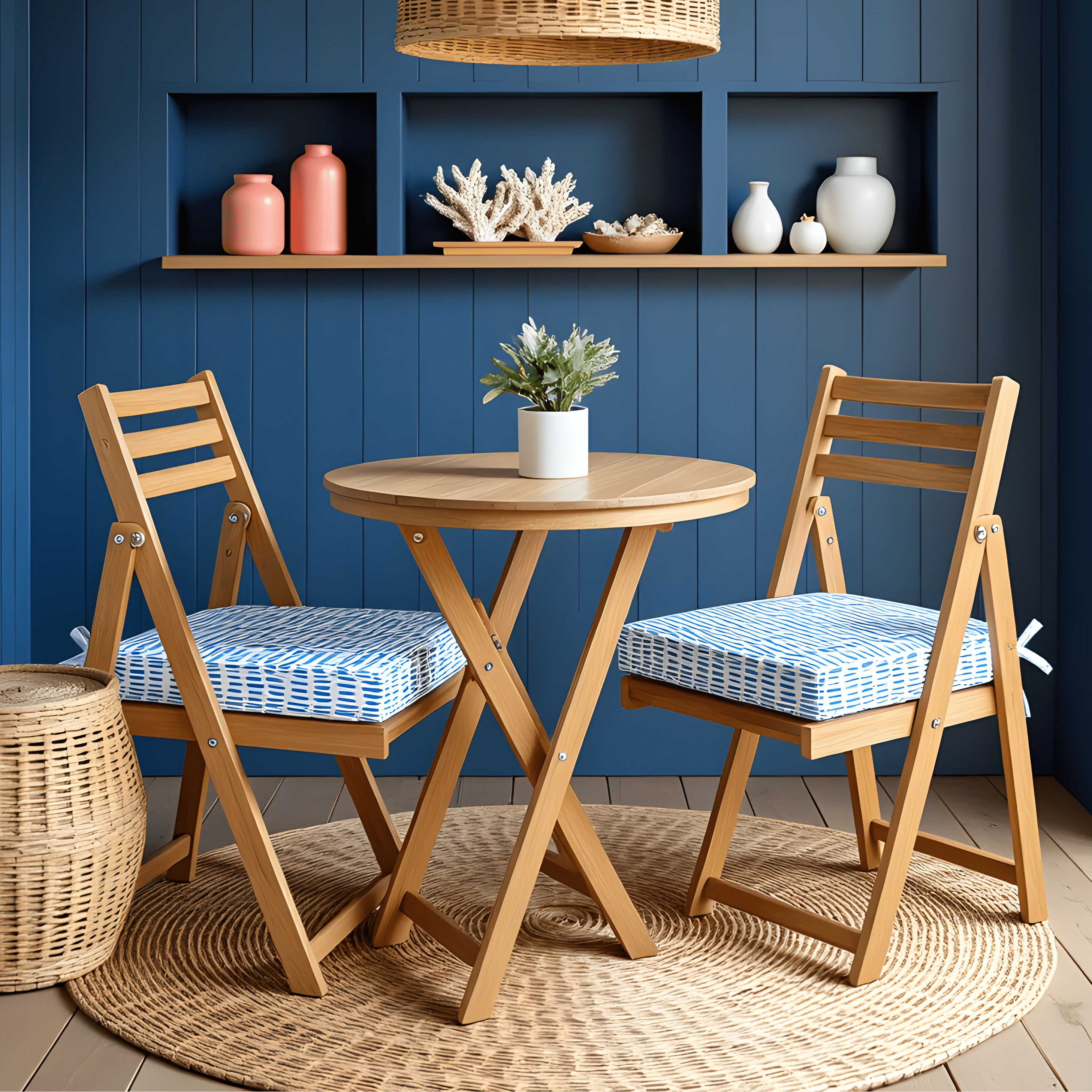 Rockin Cushions IKEA Outdoor Slipcovers Set of 2, Blue Rain Square Outdoor Chair Pad, Removable Covers