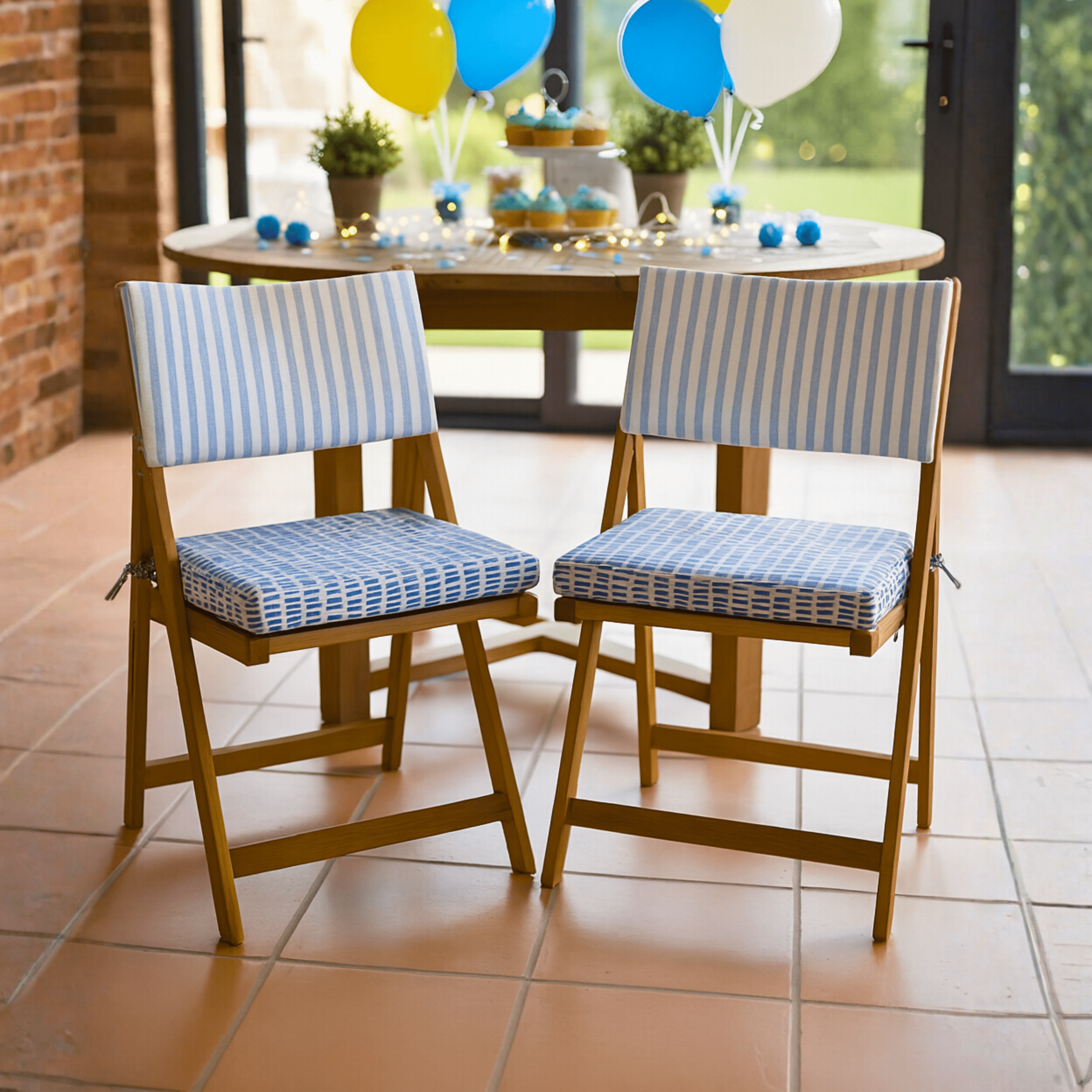 Rockin Cushions IKEA Outdoor Slipcovers Set of 2 Blue Stripe, Blue Rain Chair Cover & Pad Set – Custom Event & Home Upgrade