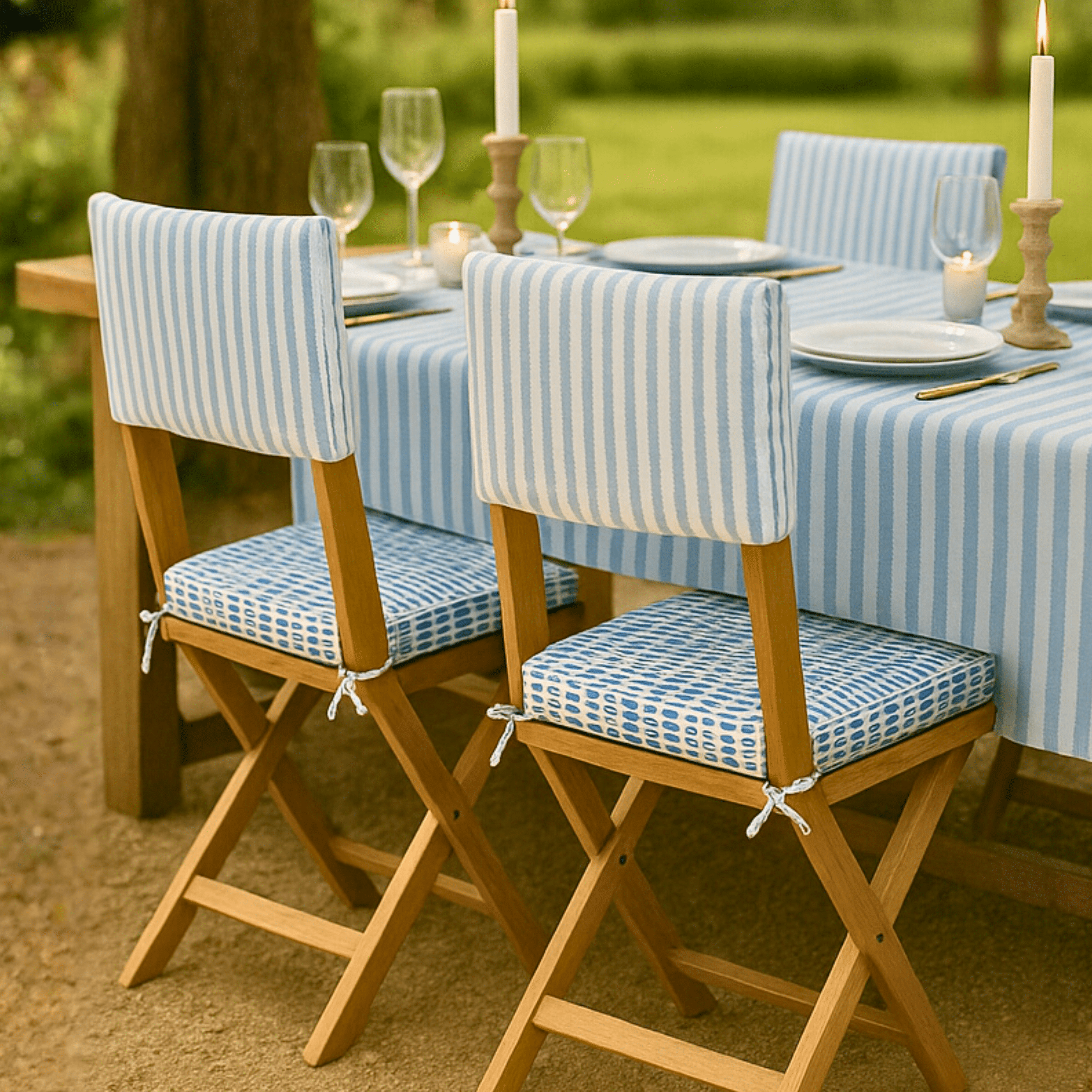 Rockin Cushions IKEA Outdoor Slipcovers Set of 2 Blue Stripe, Blue Rain Chair Cover & Pad Set – Custom Event & Home Upgrade