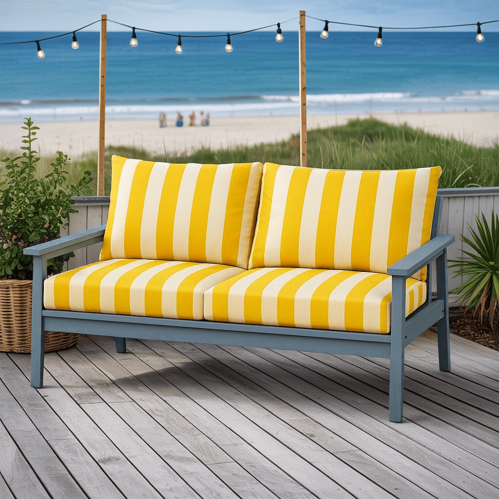 Rockin Cushions IKEA Outdoor Slipcovers Yellow Stripe Outdoor Slip Covers, Compatible with IKEA Duvholmen - Made to Order