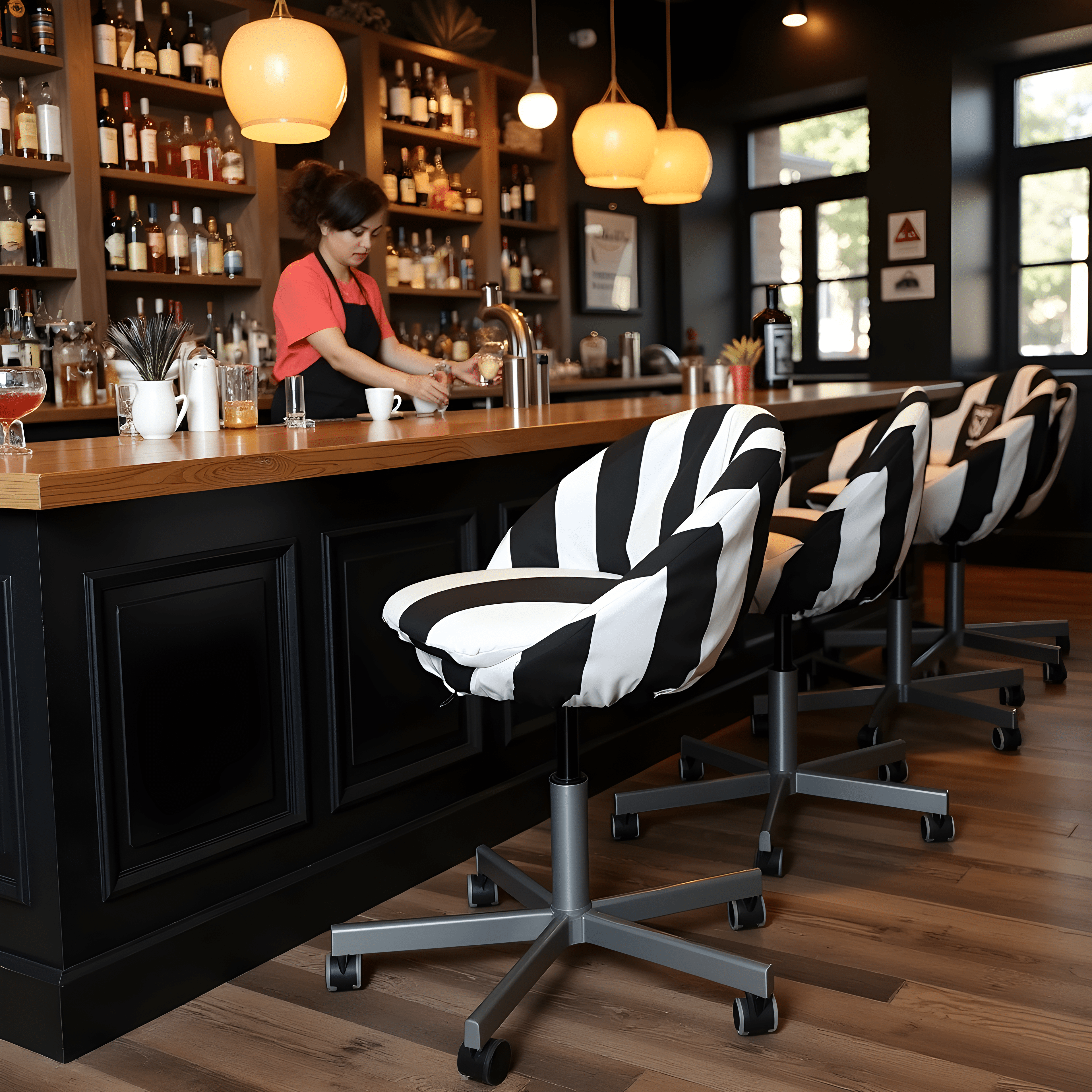 Rockin Cushions IKEA Skruvsta Black and White Cabana Stripe Slip Cover, Compatible with IKEA SKRUVSTA