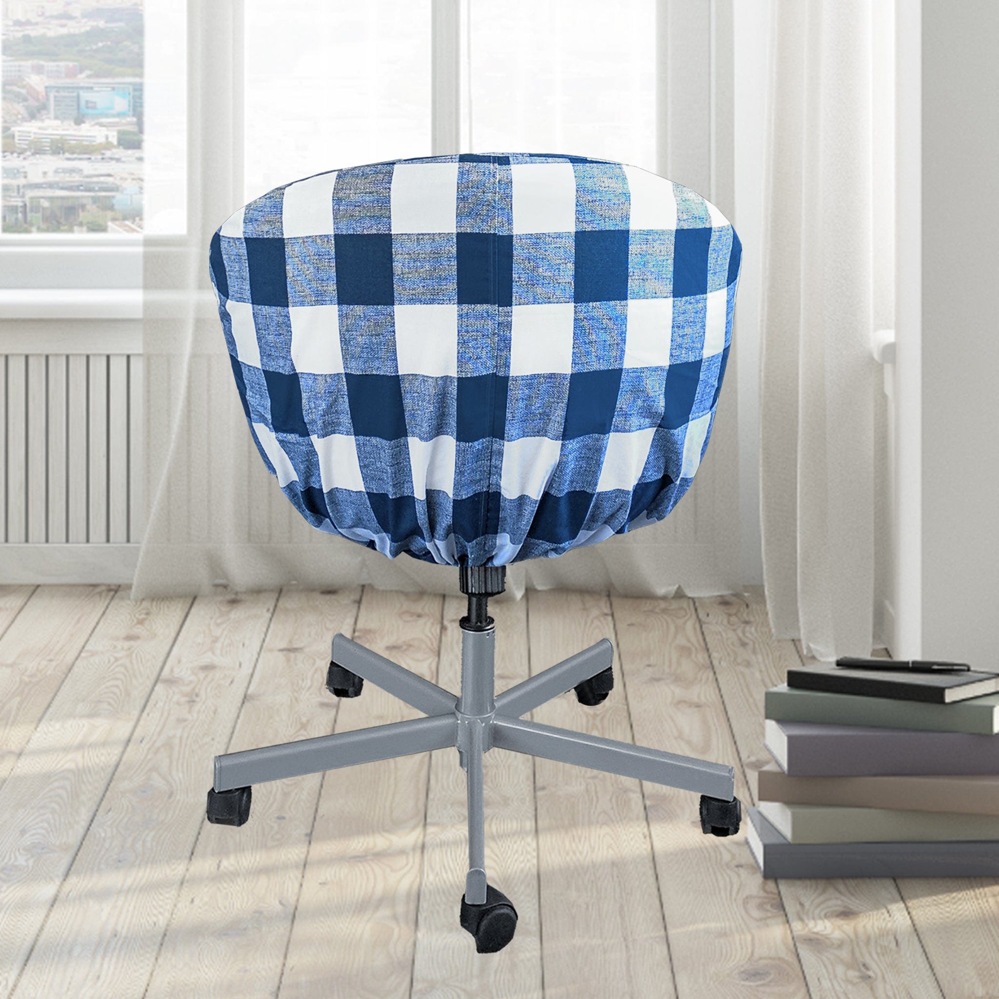Rockin Cushions IKEA Skruvsta Navy Blue Buffalo Check Plaid IKEA SKRUVSTA Chair Slip Cover