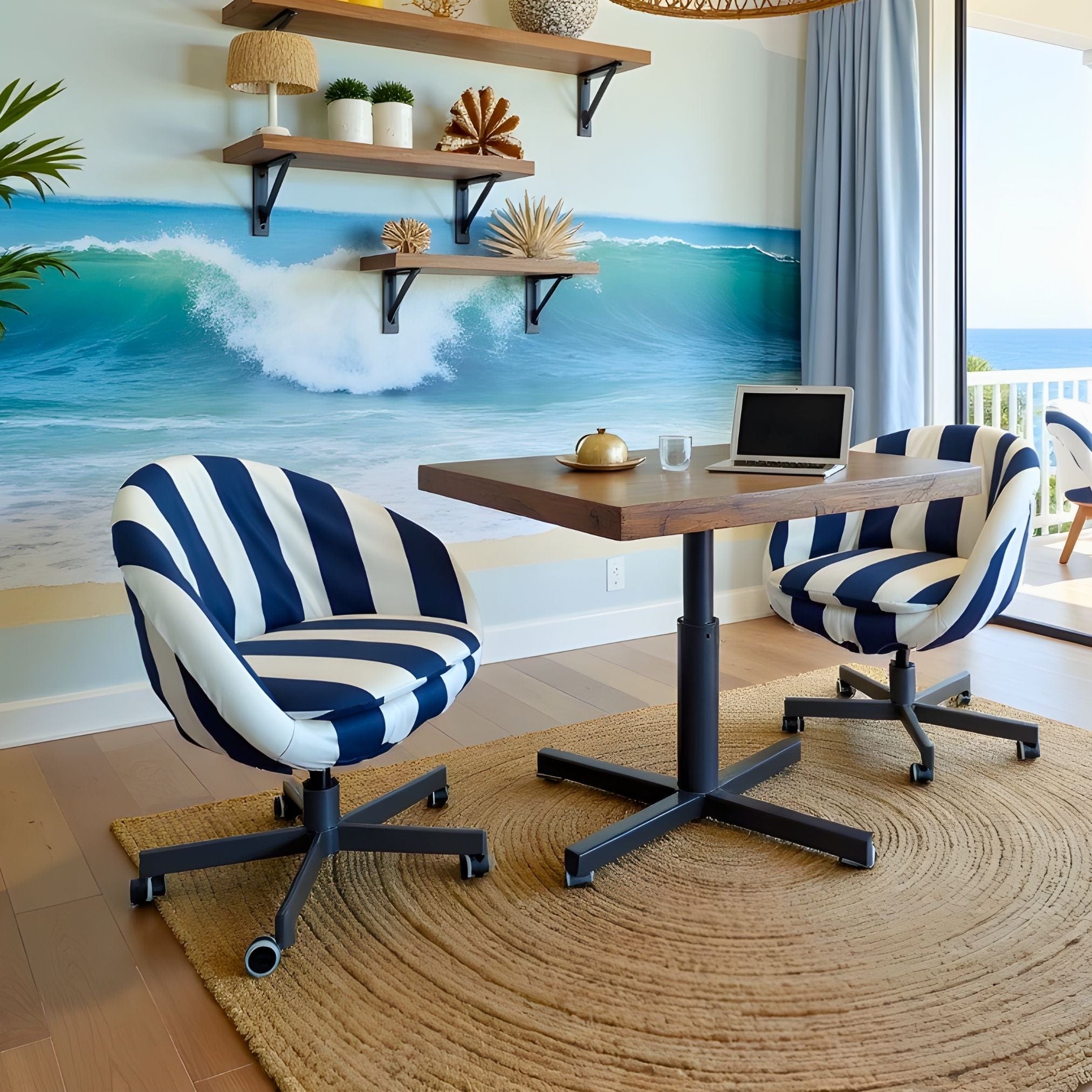 Rockin Cushions IKEA Skruvsta Navy Blue Cabana Stripe Slip Cover, Compatible with IKEA SKRUVSTA