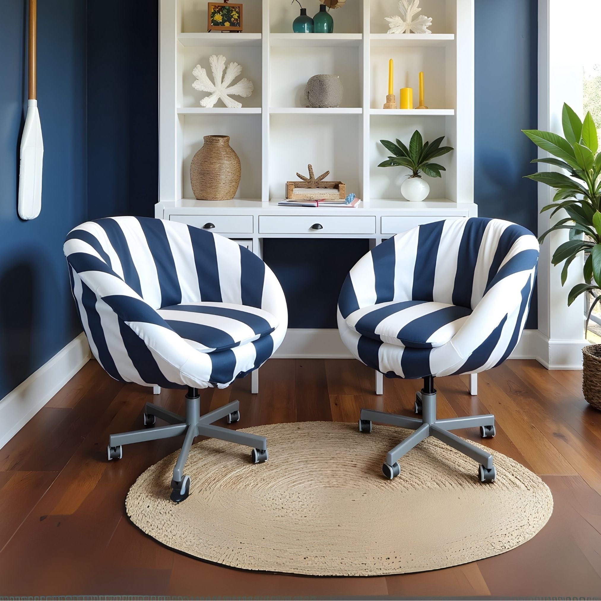 Rockin Cushions IKEA Skruvsta Navy Blue Cabana Stripe Slip Cover, Compatible with IKEA SKRUVSTA