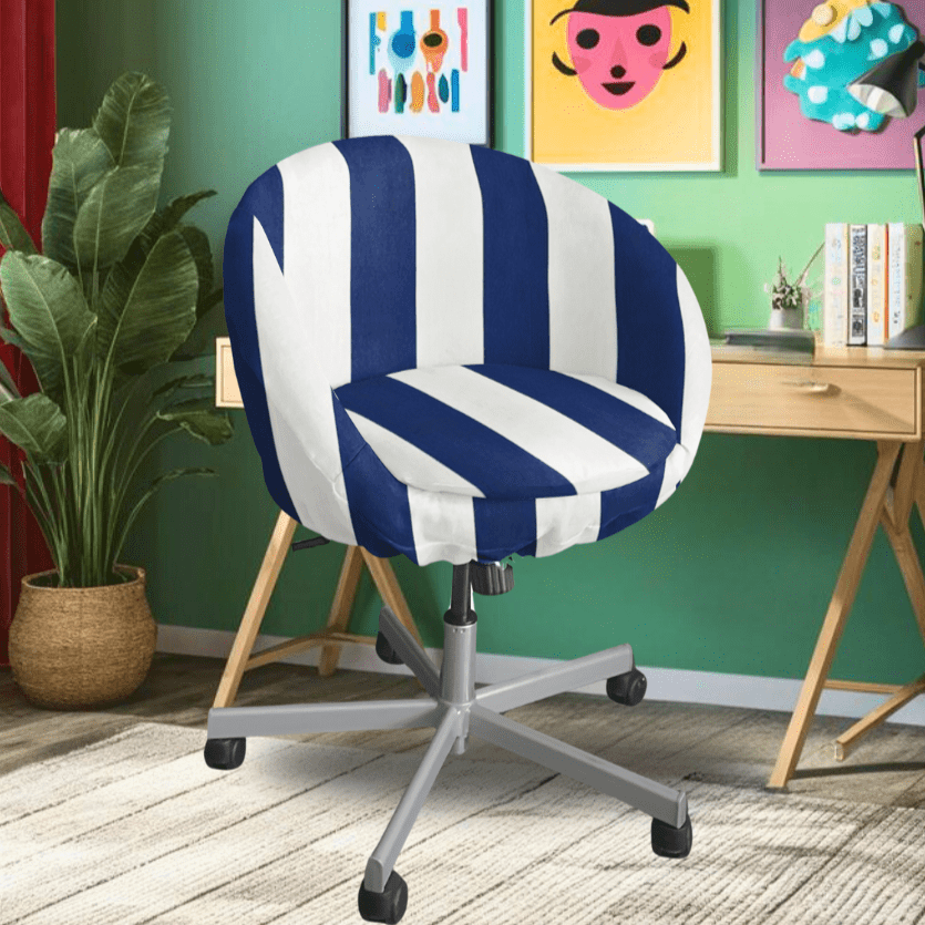 Navy Blue Cabana Stripe Slip Cover Compatible with IKEA SKRUVSTA Rockin Cushions