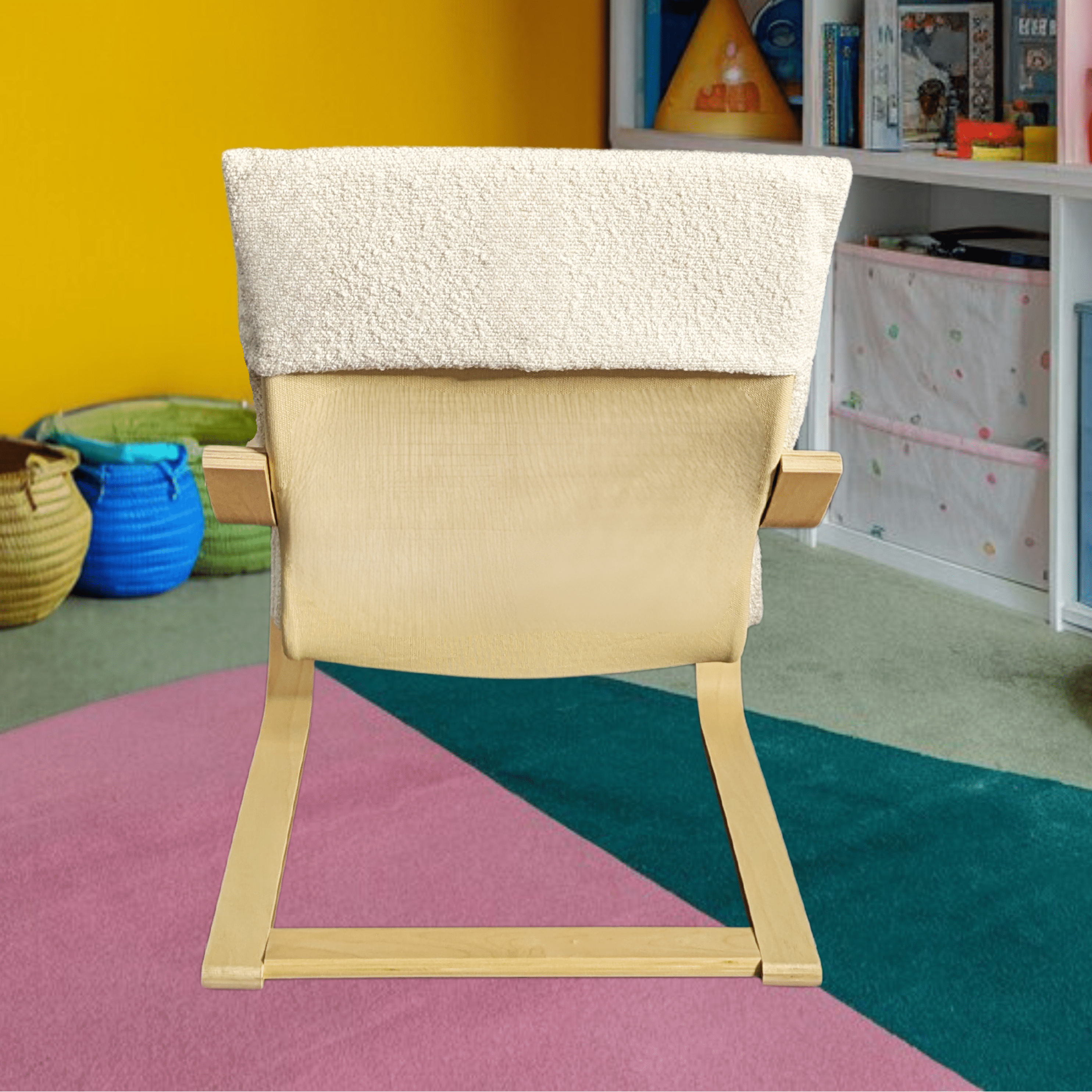 Rockin Cushions Natural White Boucle Cushion Cover, Compatible with IKEA Children's Poang