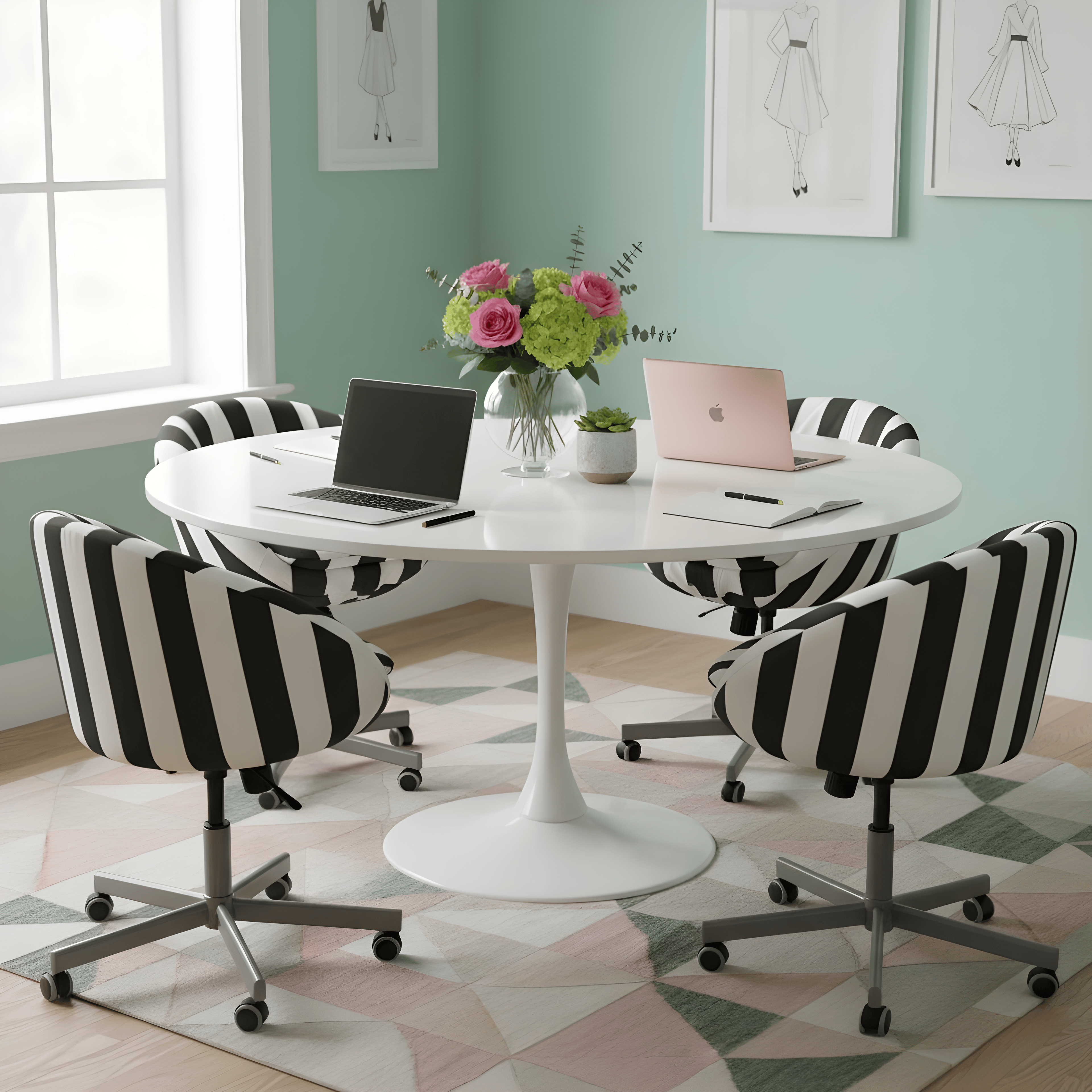 Rockin Cushions Office_Chair_Cover Black Cabana Stripe Slipcover, Compatible with IKEA Skruvsta Chair – Modern, Bold, and Timeless