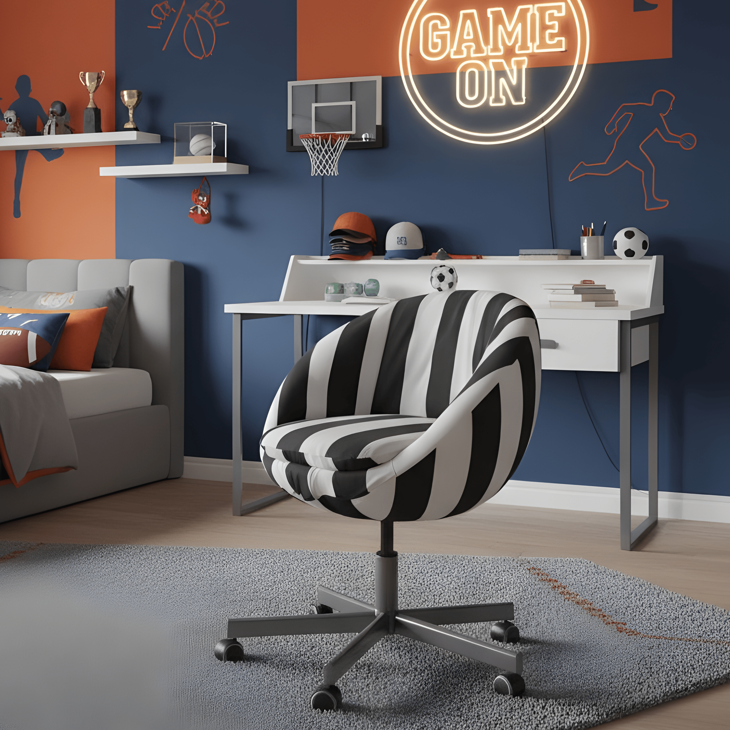 Rockin Cushions Office_Chair_Cover Black Cabana Stripe Slipcover, Compatible with IKEA Skruvsta Chair – Modern, Bold, and Timeless