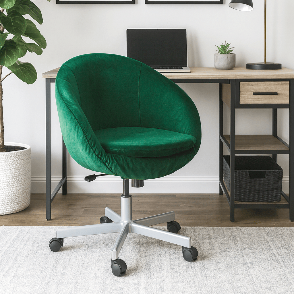 Rockin Cushions Office_Chair_Cover Dark Green Velvet Slipcover, Compatible with IKEA Skruvsta Chair – Luxe, Durable, and Custom-Fit