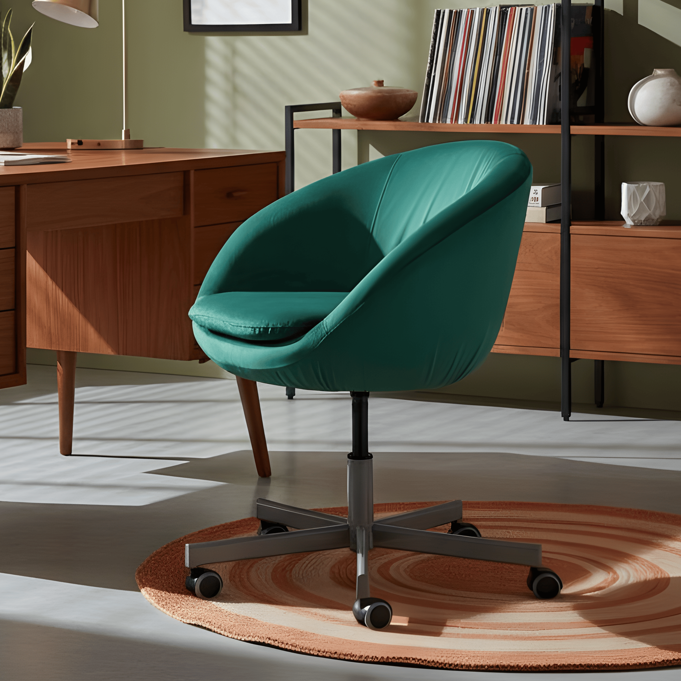 Rockin Cushions Office_Chair_Cover Dark Green Velvet Slipcover, Compatible with IKEA Skruvsta Chair – Luxe, Durable, and Custom-Fit