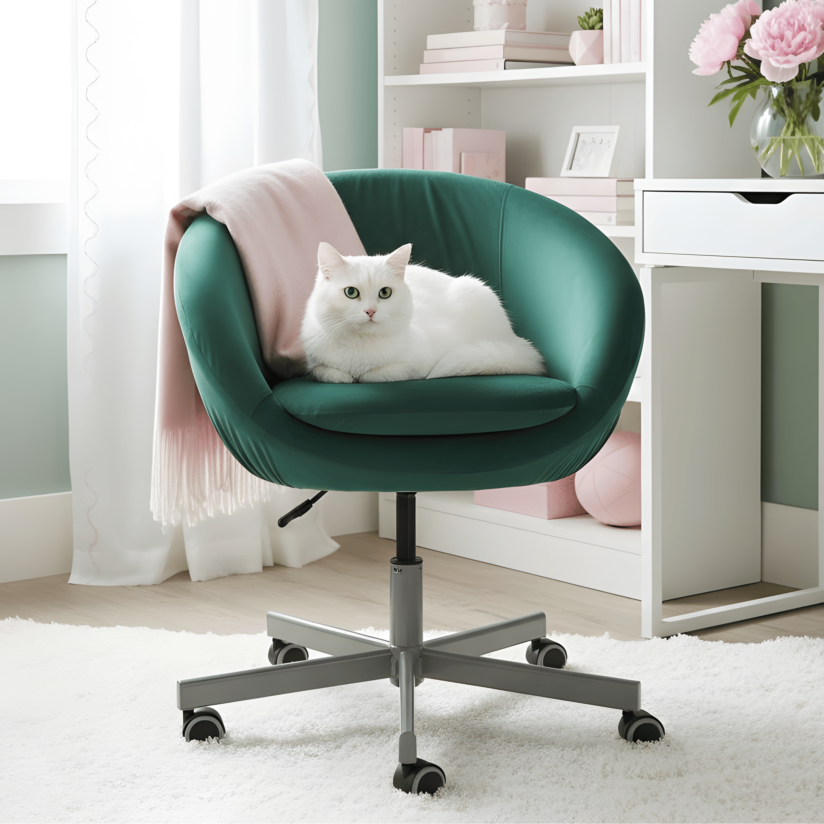 Rockin Cushions Office_Chair_Cover Dark Green Velvet Slipcover, Compatible with IKEA Skruvsta Chair – Luxe, Durable, and Custom-Fit