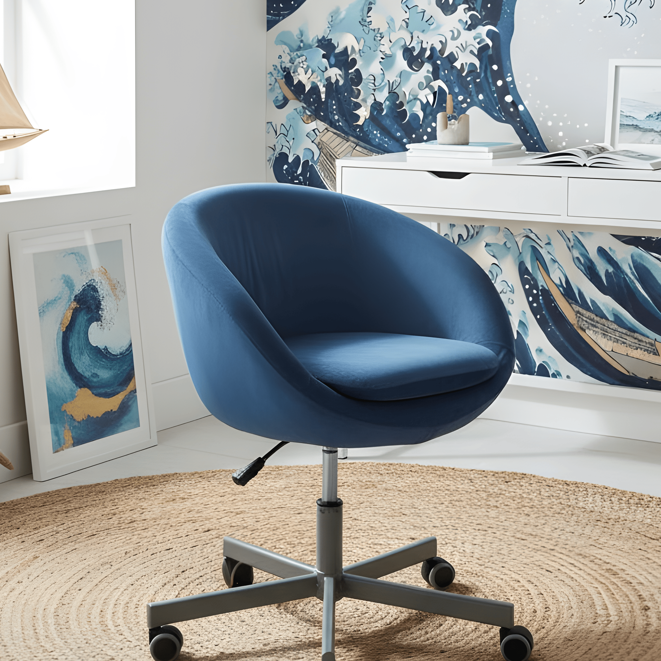 Rockin Cushions Office_Chair_Cover Navy Blue Velvet Slipcover, Compatible with IKEA Skruvsta Chair – Elegant, Durable, and Custom-Fit