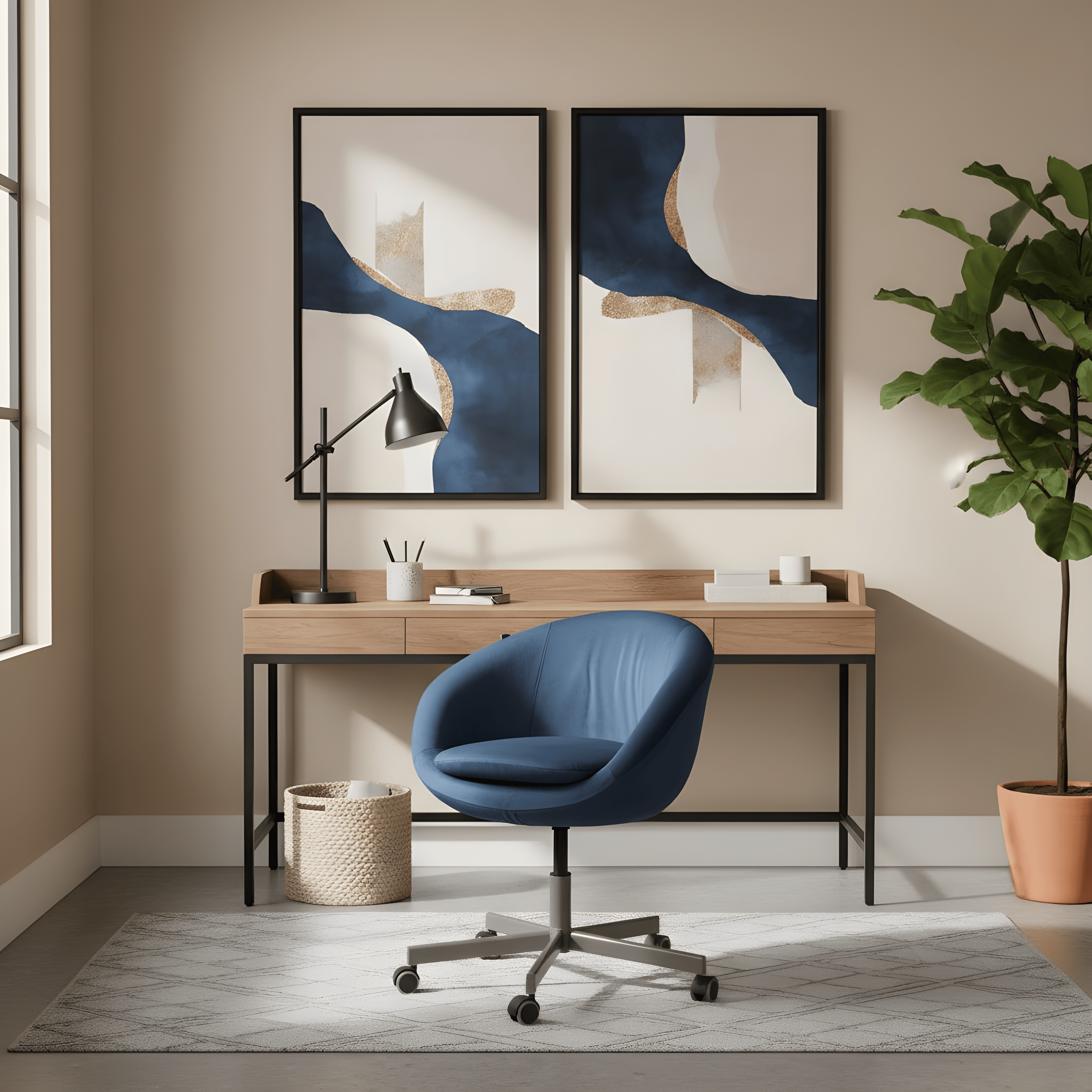 Rockin Cushions Office_Chair_Cover Navy Blue Velvet Slipcover, Compatible with IKEA Skruvsta Chair – Elegant, Durable, and Custom-Fit