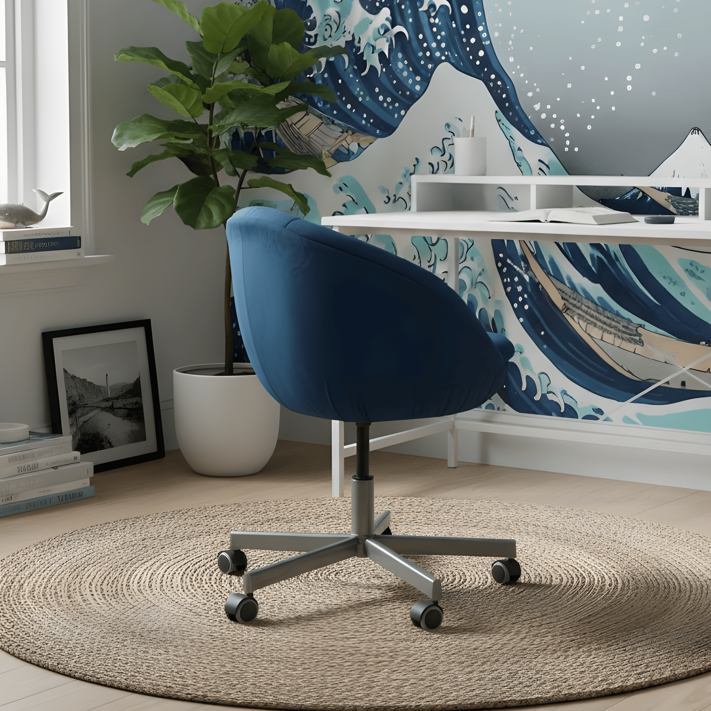 Rockin Cushions Office_Chair_Cover Navy Blue Velvet Slipcover, Compatible with IKEA Skruvsta Chair – Elegant, Durable, and Custom-Fit