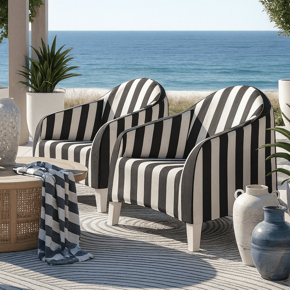 Rockin Cushions Outdoor_Seating Black Stripe Slipcover, Compatible with IKEA Skarpo Chair – Made to Order