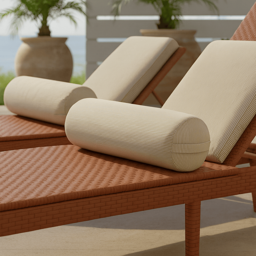 Rockin Cushions Pillow_Covers Beige Stripe Outdoor Bolster Pillow Covers (Pair) for IKEA Blaskata & Vankrets – With Side Handles | Weather-Resistant Slipcovers