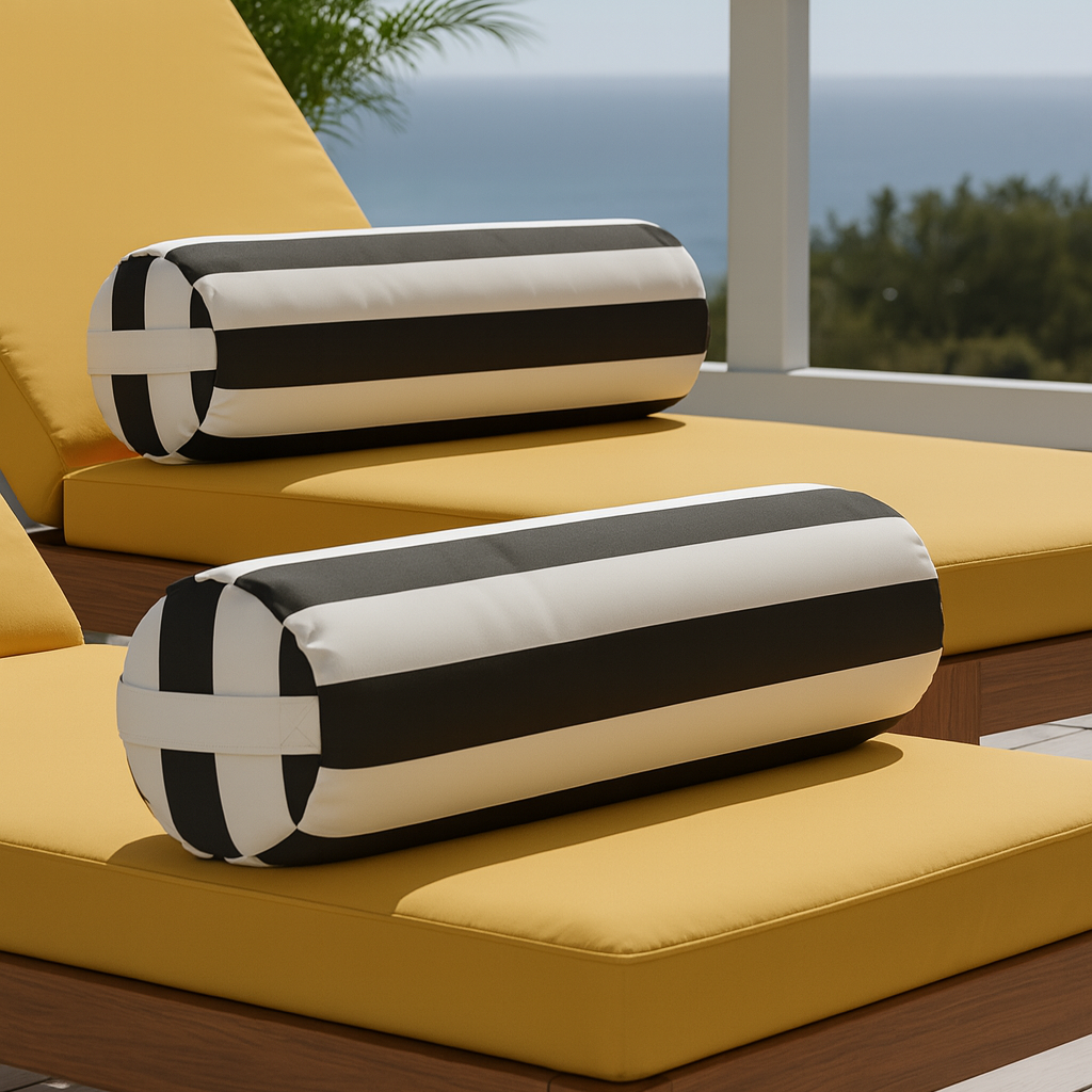 Rockin Cushions Pillow_Covers Black & White Stripe Outdoor Bolster Pillow Covers (Pair) for IKEA Blaskata & Vankrets – With Side Handles | Weather-Resistant Slipcovers