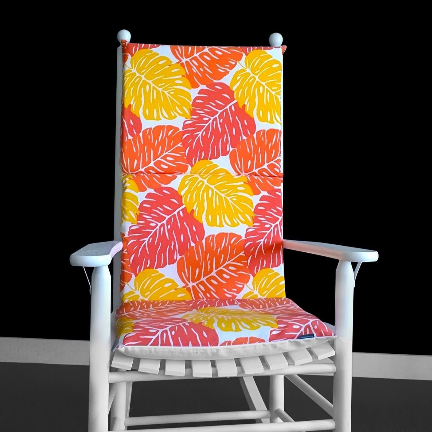 Rockin Cushions Rocking Chair Cushion Big Leaves Rocking Chair Pad, Orange Leaf Seat Cushion