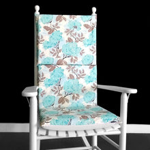 Load image into Gallery viewer, Rockin Cushions Rocking Chair Cushion Blue and White Hydrangea Floral Rocking Chair Cushion