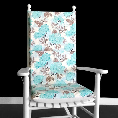 Rockin Cushions Rocking Chair Cushion Blue and White Hydrangea Floral Rocking Chair Cushion