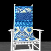 Load image into Gallery viewer, Rockin Cushions Rocking Chair Cushion Blue Flowers Floral Adjustable Rocking Chair Cushion