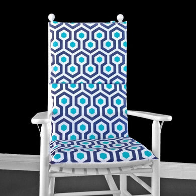 Rockin Cushions Rocking Chair Cushion Blue Hexagon Geometric Rocking Chair Cushion