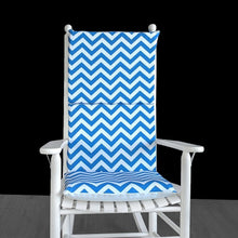 Load image into Gallery viewer, Rockin Cushions Rocking Chair Cushion Cobalt Blue Chevron Zig Zag Rocking Chair Cushion