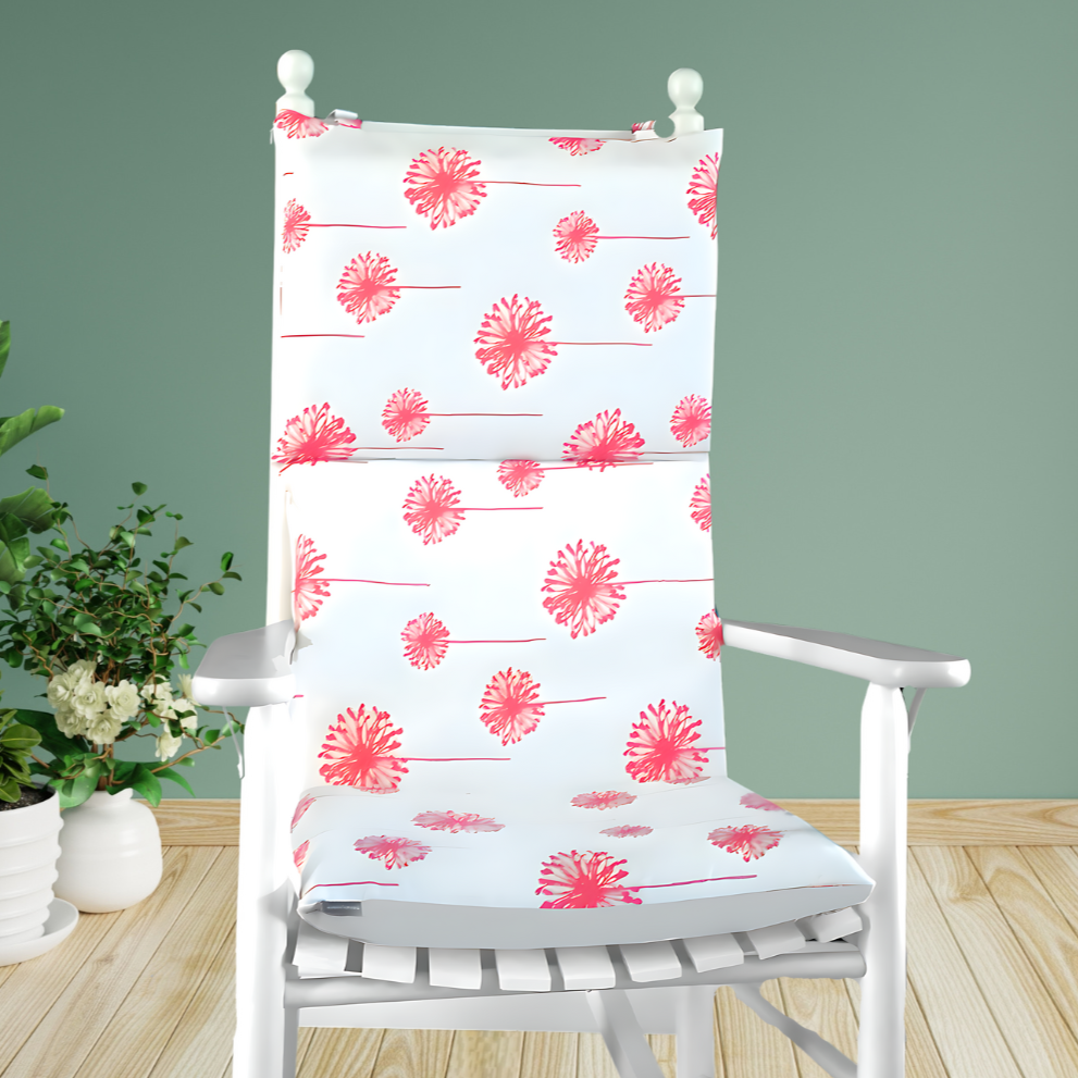 Rockin Cushions Rocking Chair Cushion Coral Pink Dandelion, Rocking Chair Cushion