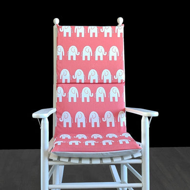Rockin Cushions Rocking Chair Cushion Coral Pink Elephants Rocking Chair Cushion, Kids Nursery Cover And Inserts