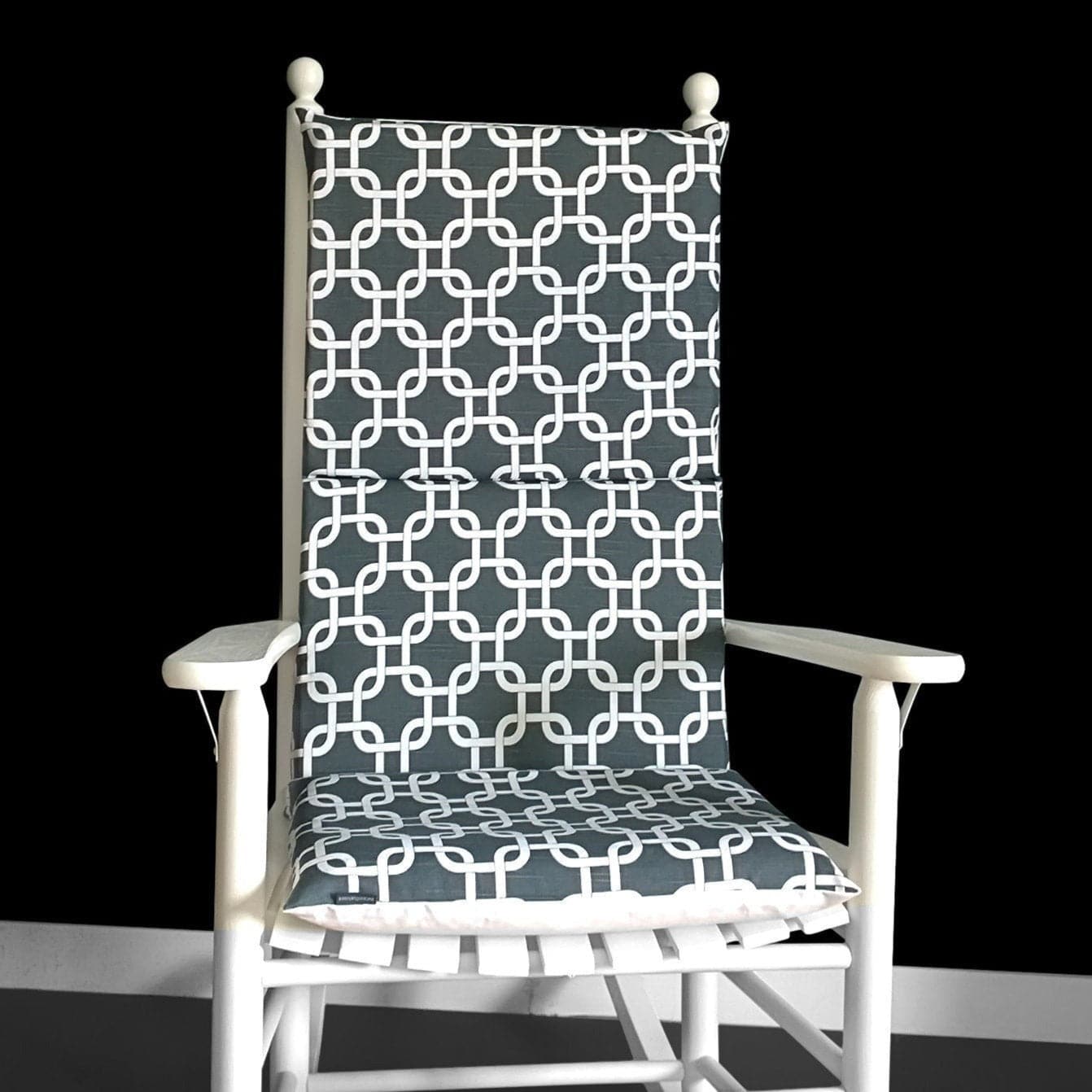 Rockin Cushions Rocking Chair Cushion Dark Gray Interlocking Squares Rocking Chair Cushion