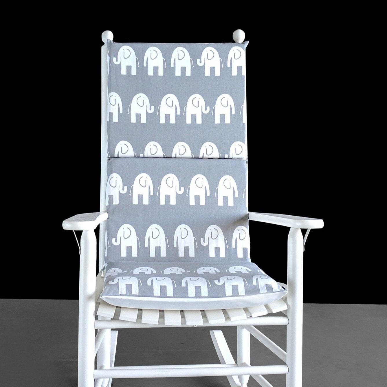 Rockin Cushions Rocking Chair Cushion Gray and White Elephants, Indoor Rocking Chair Cushion