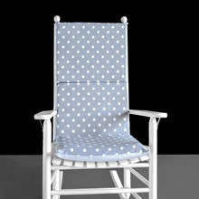 Load image into Gallery viewer, Rockin Cushions Rocking Chair Cushion Gray and White Polka Dot Rocking Chair Cushion