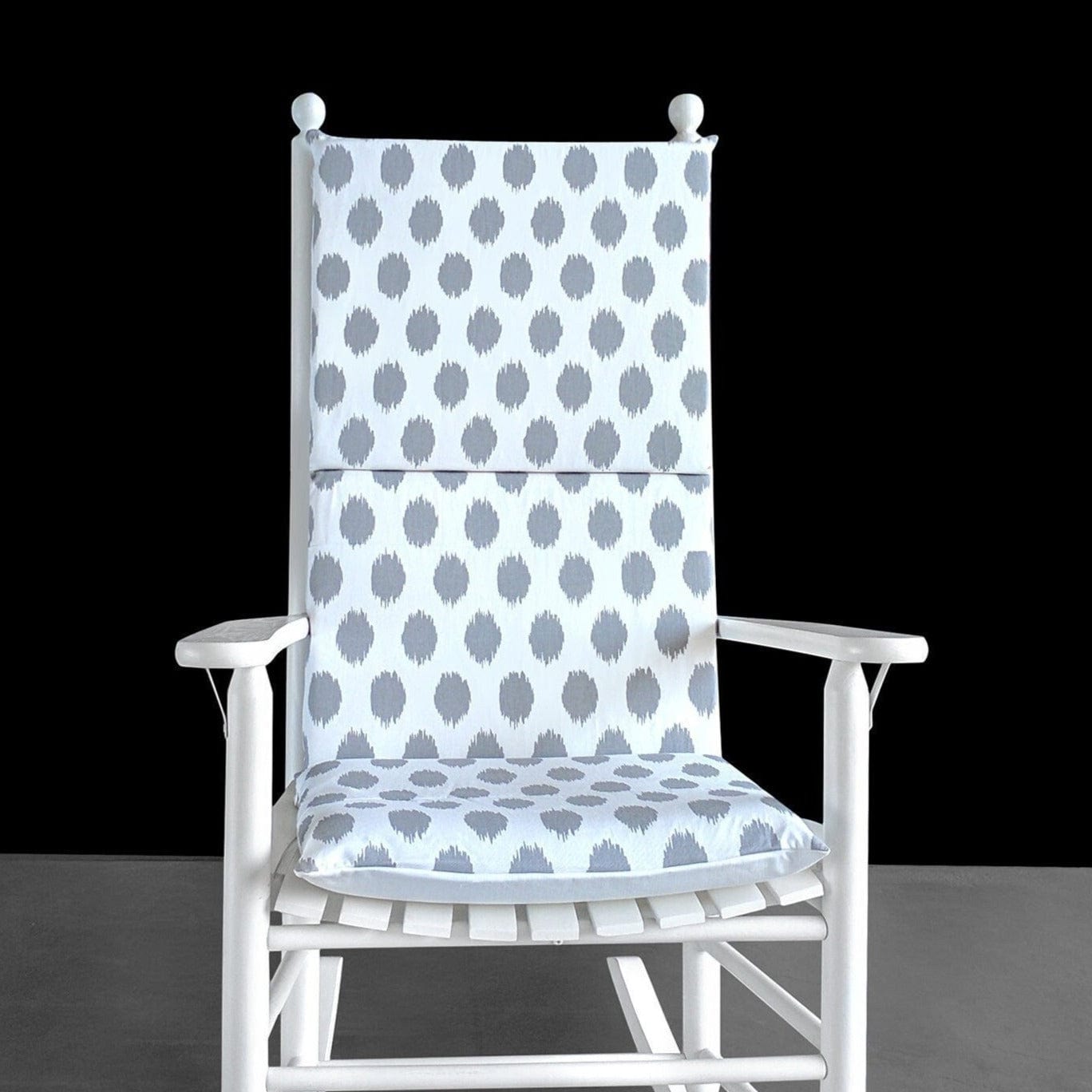 Rockin Cushions Rocking Chair Cushion Gray White Ikat Polka Dot Rocking Chair Pad