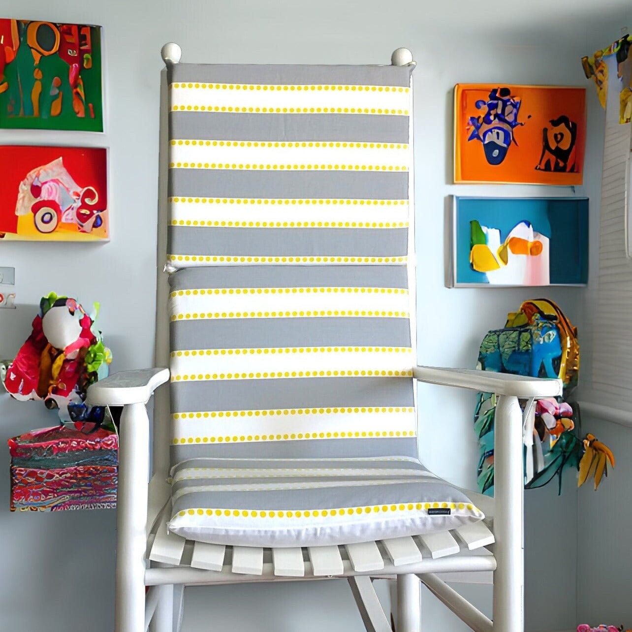 Rockin Cushions Rocking Chair Cushion Gray Yellow Stripe Rocking Chair Cushion for Adult Rocker