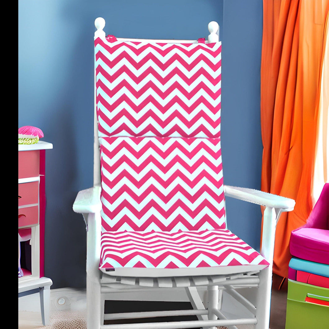 Rockin Cushions Rocking Chair Cushion Hot Pink Zig Zag Rocking Chair Cover, Pink Chevron Adjustable Reversible Rocking Chair Cover