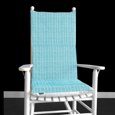 Rockin Cushions Rocking Chair Cushion Light Blue Herringbone Adjustable Rocking Chair Pad