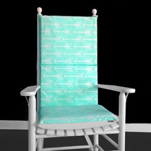 Load image into Gallery viewer, Rockin Cushions Rocking Chair Cushion Mint Arrows Custom Rocking Chair Cushion