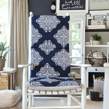 Load image into Gallery viewer, Rockin Cushions Rocking Chair Cushion Navy Medallion Patterned Rocking Chair Pad