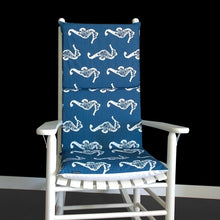 Load image into Gallery viewer, Rockin Cushions Rocking Chair Cushion Navy Seahorse Rocking Chair Cushion