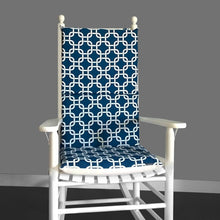 Load image into Gallery viewer, Rockin Cushions Rocking Chair Cushion Navy White Squares Rocking Chair Cushion Cushion