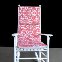 Load image into Gallery viewer, Rockin Cushions Rocking Chair Cushion Nursery Room Rocking Chair Cushion, Coral Pink Damask Flower Print