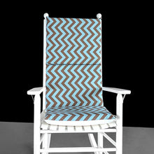 Load image into Gallery viewer, Rockin Cushions Rocking Chair Cushion Pastel Blue Brown Chevron Rocking Chair Cushion
