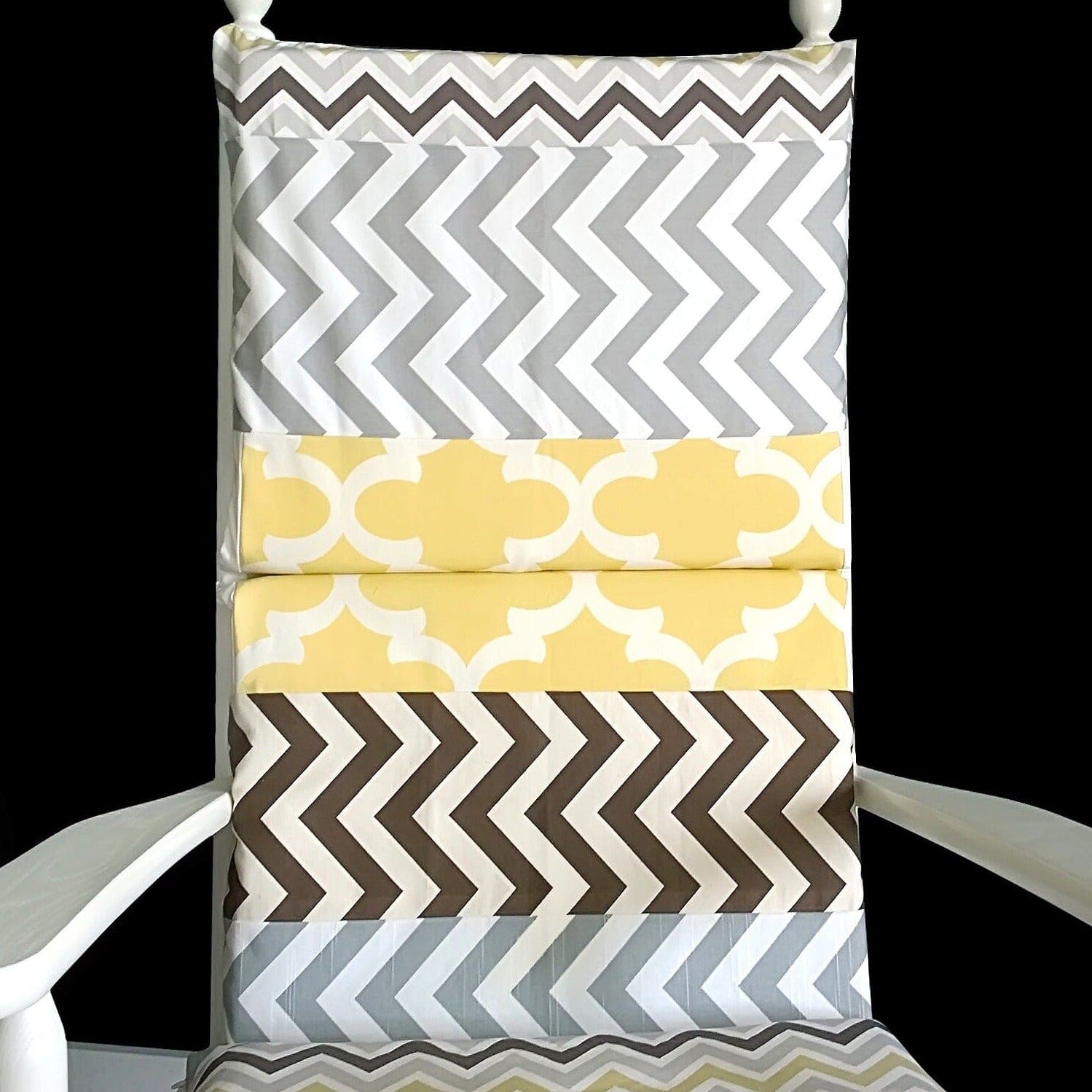 Rockin Cushions Rocking Chair Cushion Patchwork Brown Yellow Gray Chevron Pattern Rocking Chair Cushion